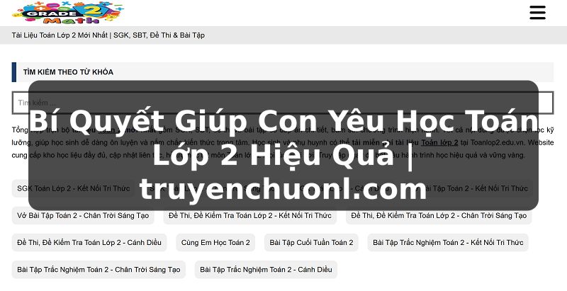 Bí Quyết Giúp Con Yêu Học Toán Lớp 2 Hiệu Quả | truyenchuonl.com