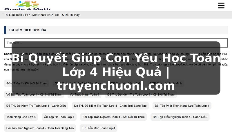 Bí Quyết Giúp Con Yêu Học Toán Lớp 4 Hiệu Quả | truyenchuonl.com