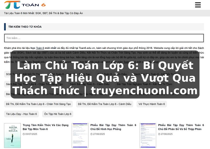 Làm Chủ Toán Lớp 6: Bí Quyết Học Tập Hiệu Quả và Vượt Qua Thách Thức | truyenchuonl.com